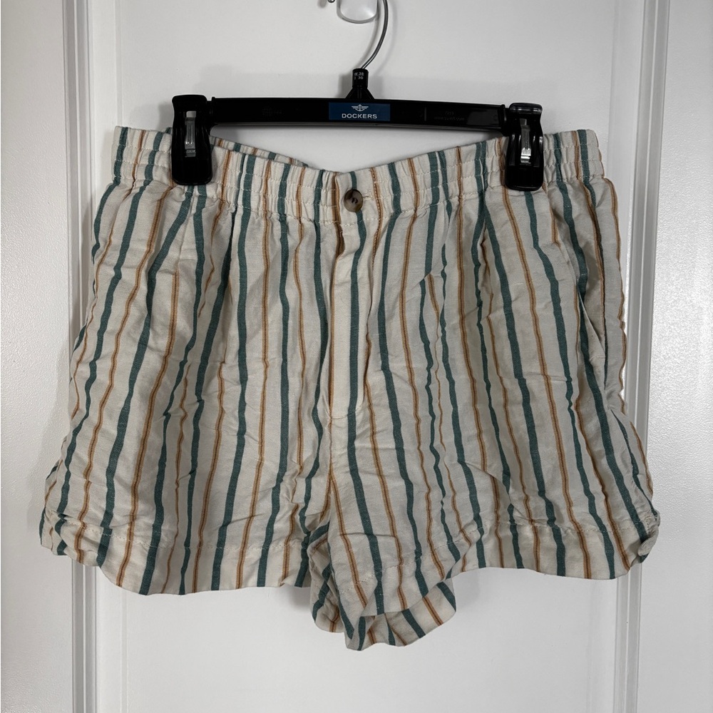 Madewell Women's Striped Shorts - Cream and Green